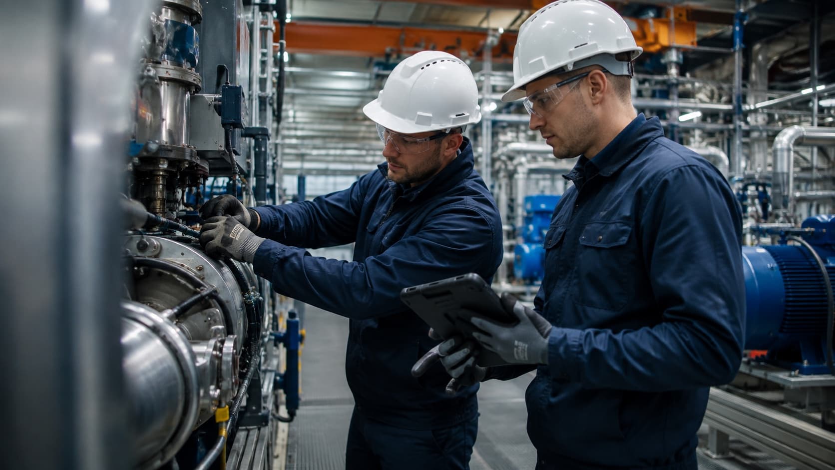 Onderhoudsmonteurs aan het werk in een industriële omgeving