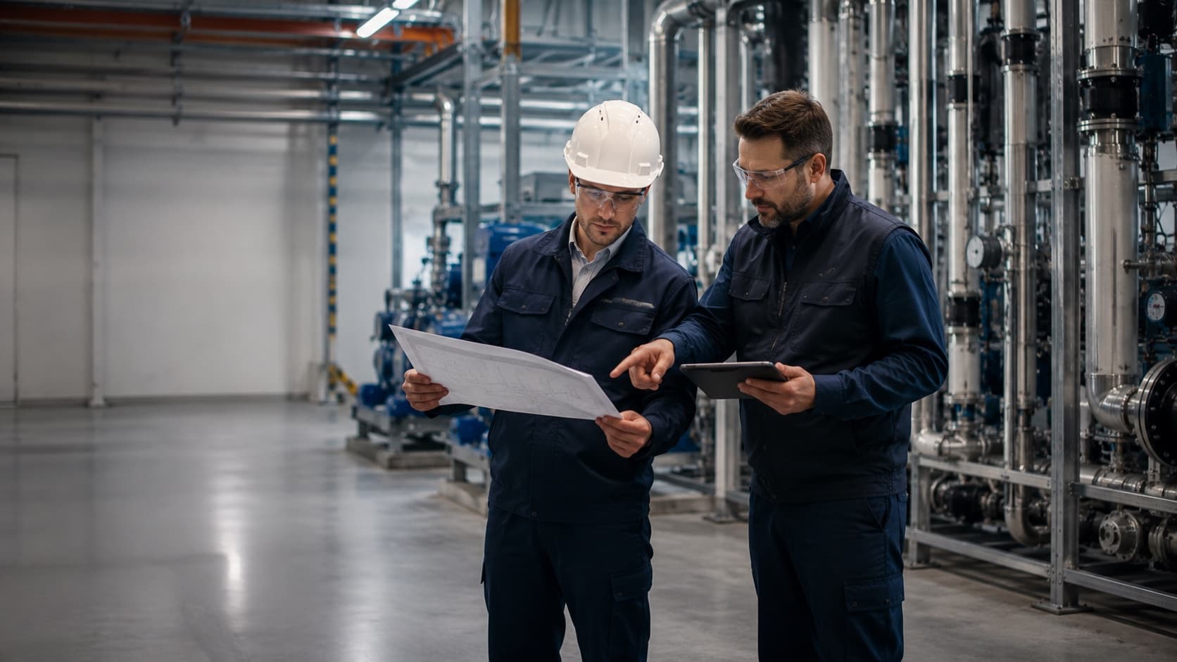 Technische professionals aan het werk bij een opdrachtgever